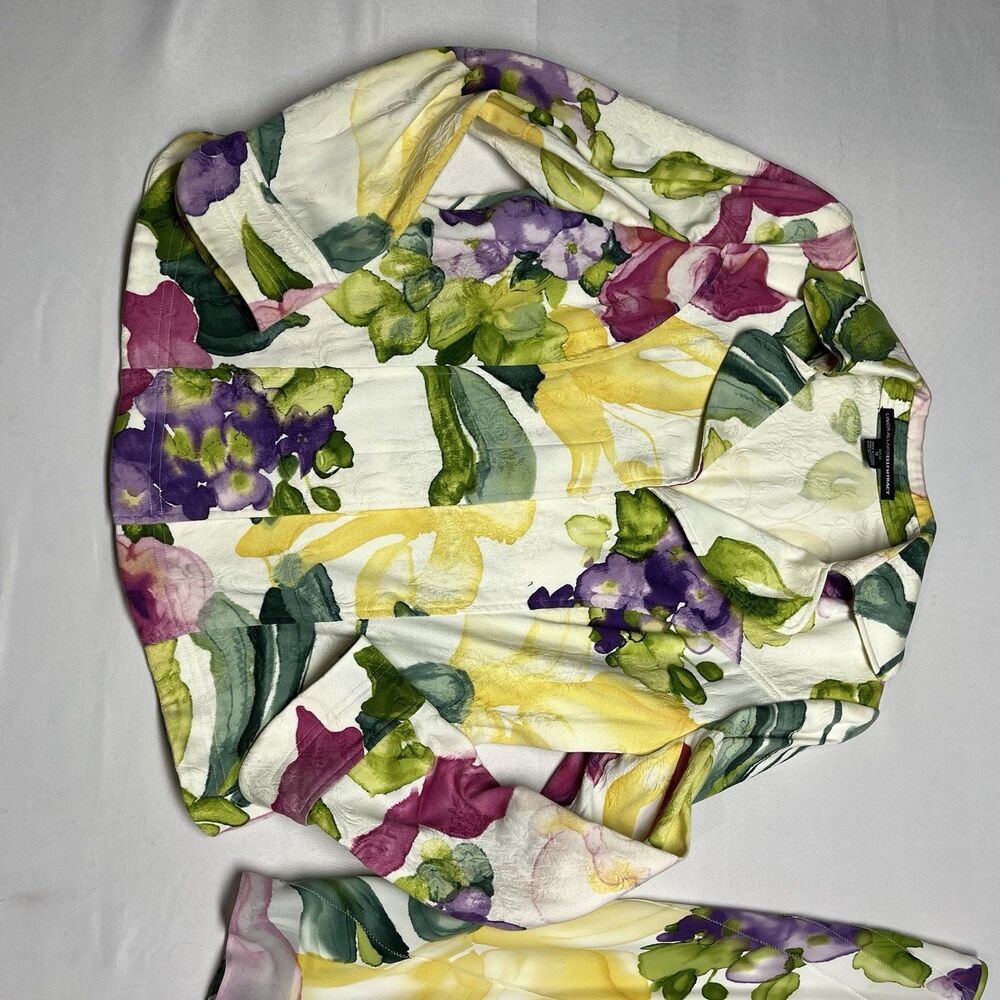 Linda Allard Ellen Tracy Silk Two Piece Skirt Set Floral - Picture 3 of 14